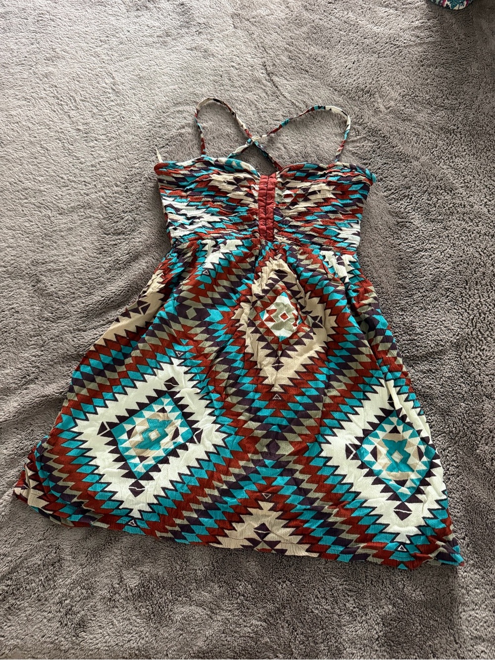 Billabong Teal, Brown & Cream Aztec Strap Dress